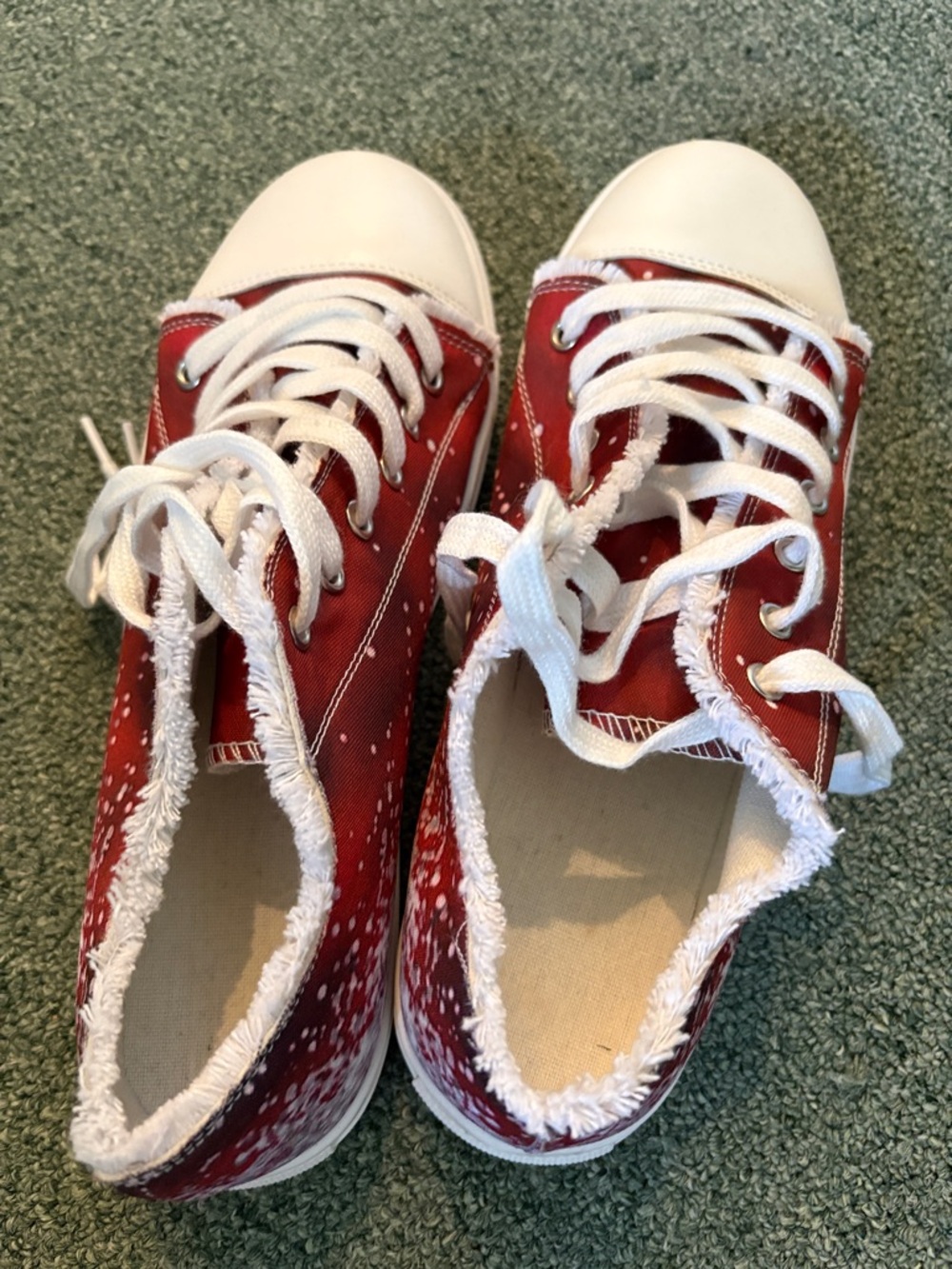 Red Canvas Sneakers with White Toe - Everyday Shoes size 42